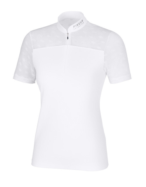 Pikeur Flocked Logo Show Shirt WHITE front