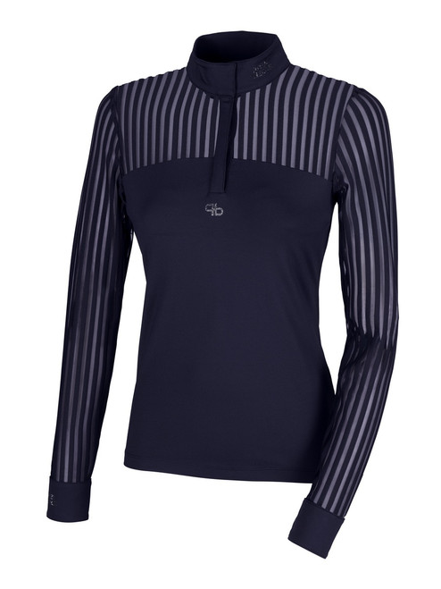 Pikeur Mesh Stripe LS Top NIGHT BLUE front