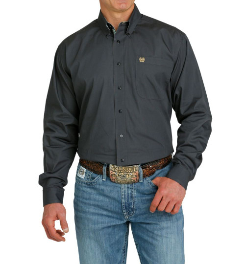 Cinch Charcoal Solid LS Shirt FRONT