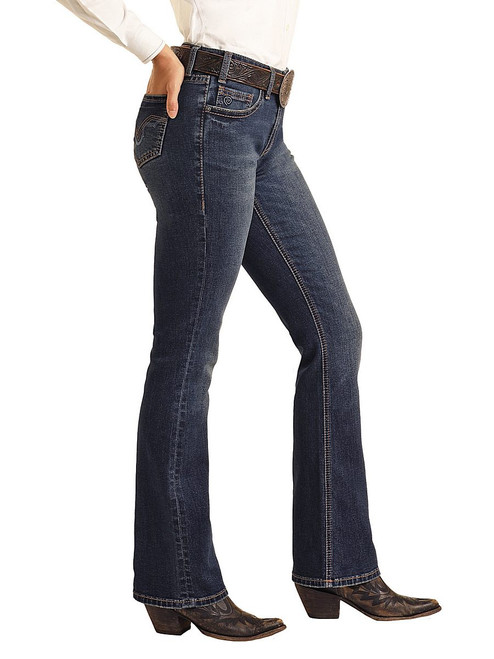 R&R Denim Blue Embroidery Jeans SIDE