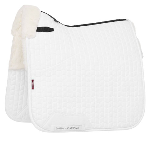 LeMieux Merino+ Half Lined Suede Dressage Pad WHITE