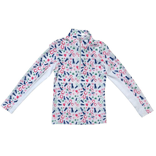 Belle & Bow LS Sun Shirt FOOTPRINT BLU PINK