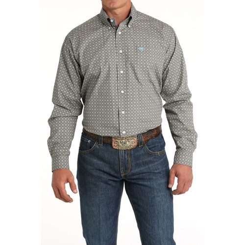 Men's Cinch Blue Medallion Print Shirt FRONT