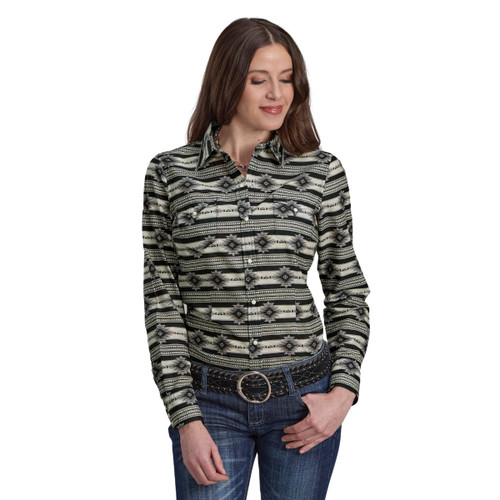 Roper Black/White Aztec Snap Shirt FRONT