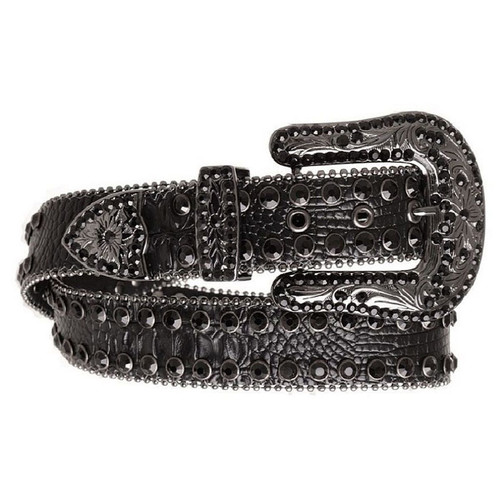 Kamberley Rhinestone Denim Fleur de Lis Belt