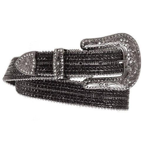 Kamberley Rhinestone Denim Fleur de Lis Belt