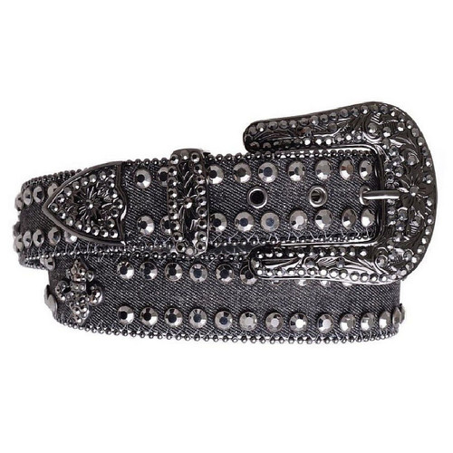 Kamberley Rhinestone Denim Fleur de Lis Belt