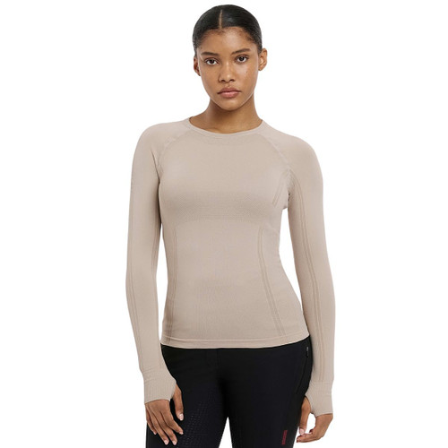 LeMieux Britney Seamless LS Shirt ALMOND FRONT