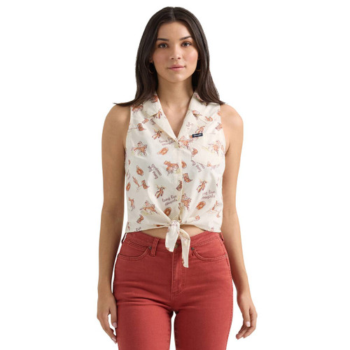 Wrangler Cowgirl Sleeveless Tie Front Shirt FRONT