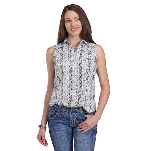 Roper Paisley Sleeveless Snap Shirt FRONT