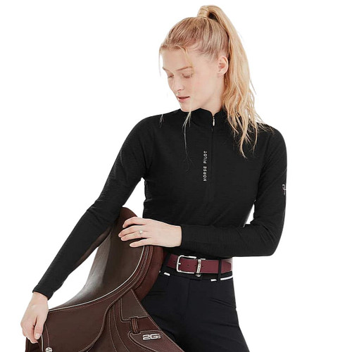 Horse Pilot Suntech LS Shirt BLACK FRONT