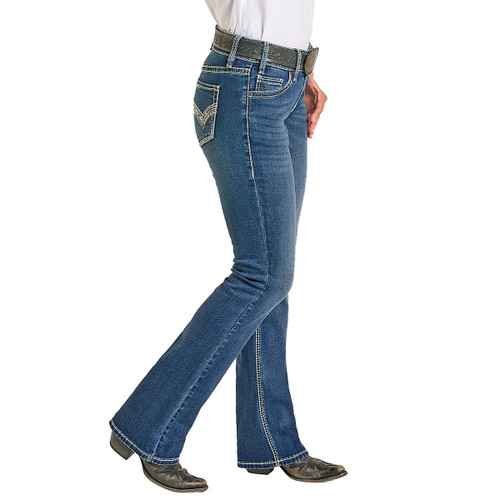 Rock & Roll Denim Cowhide Embroidered Jeans SIDE