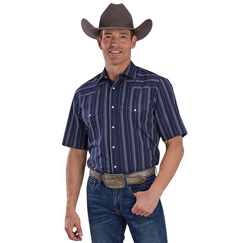Men's Roper Blue Stripe SS Shirt FRONT