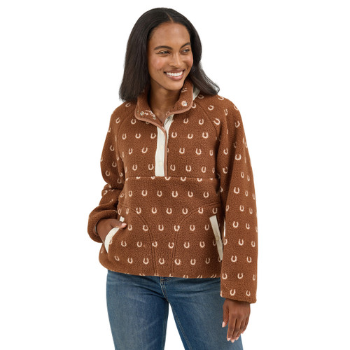 Wrangler Sherpa Half Snap Pullover BROWN FRONT