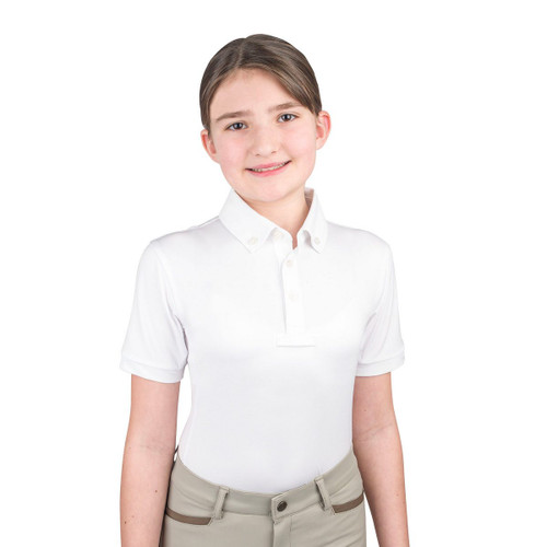 Kids Ovation Short Sleeve Polo Show Shirt WHITE FRONT
