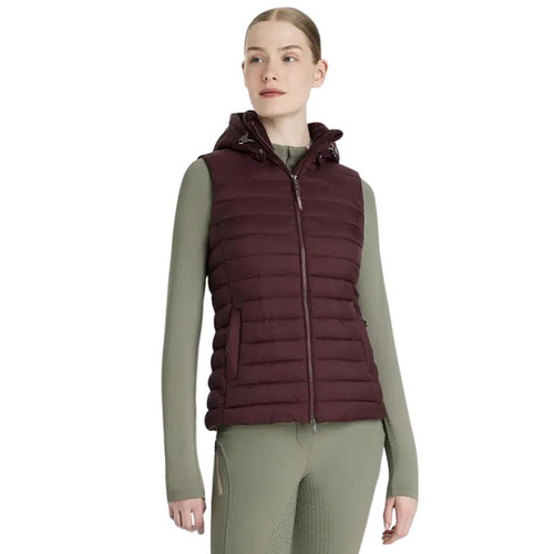 LeMieux Rose Hooded Puffer Vest DAMSON FRONT