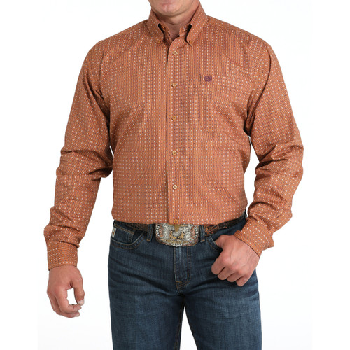 Cinch Classic Brown Geo Stripe LS Shirt FRONT