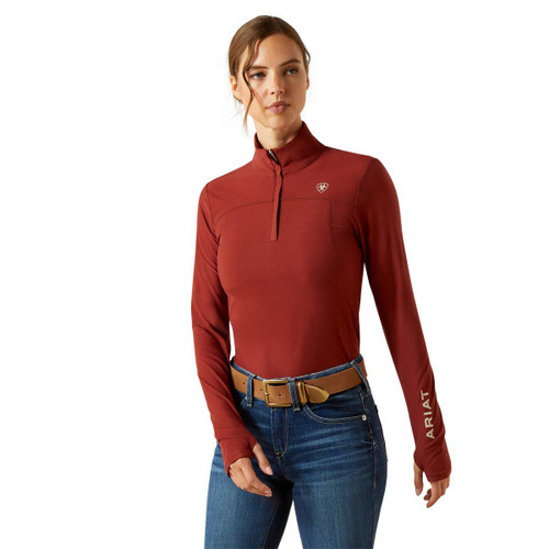 Ariat Lowell 3.0 1/4 Zip Baselayer MADDER BROWN FRONT