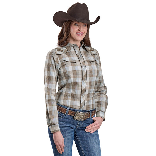 Roper Bronc Embroidered Yokes Snap Shirt FRONT
