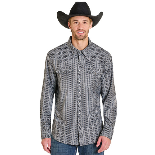 Men's Rock & Roll Denim Tek Geo Print LS Shirt FRONT