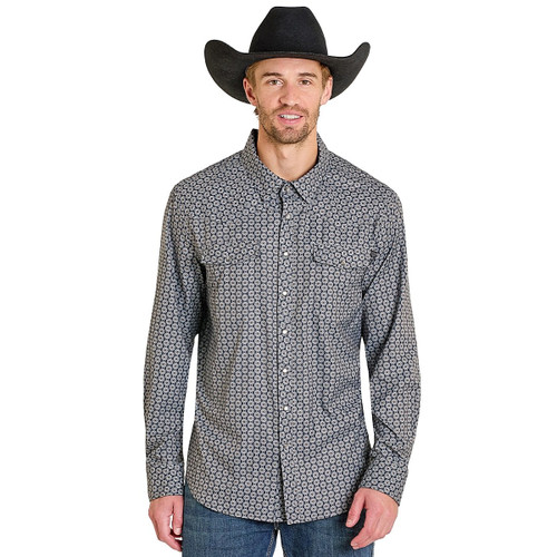 Men's Rock & Roll Denim Tek Geo Print LS Shirt FRONT