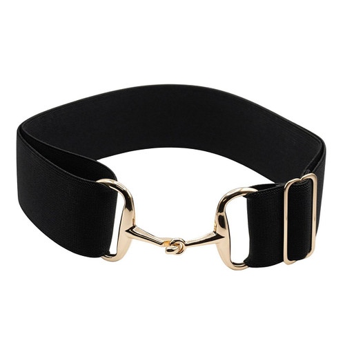 Ellany 2" Elastic Belt | Bit Buckle BLACK/GOLD