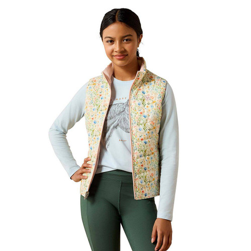 Girls' Ariat Bella Reversible Vest | Horses in Flowers PRINT FRONT