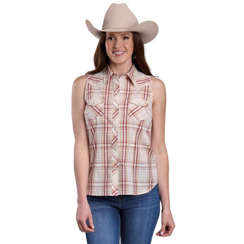 Roper Plaid Sleeveless Snap Shirt FRONT