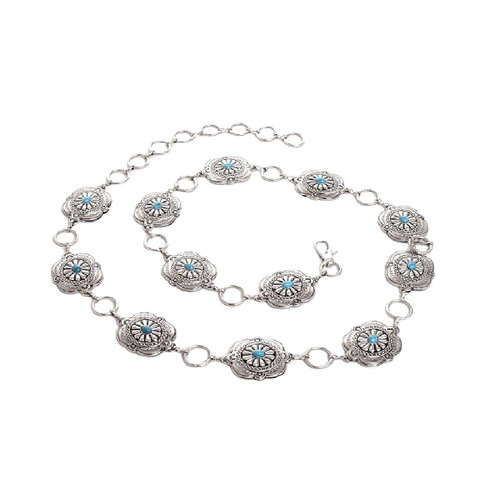 Kamberley Turquoise Stone Concho Chain Belt