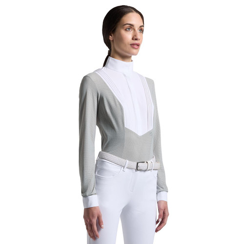 Cavalleria Toscana American Perforated LS Show Shirt MOSS FRONT