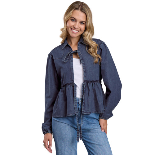 Roper Ruffle Hem Denim Jacket FRONT