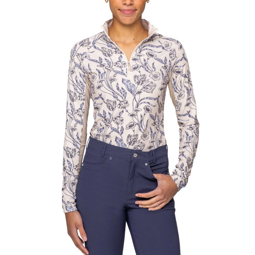 Kastel Denmark Periwinkle French Tulip 1/4 Zip FRONT