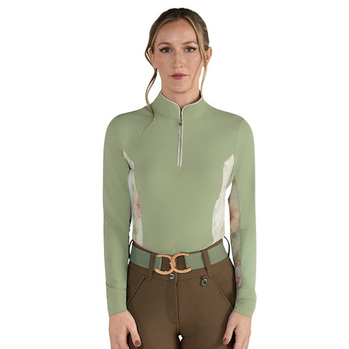 Dapplebay Grace 1/4 Zip LS Riding Top GREEN FRONT