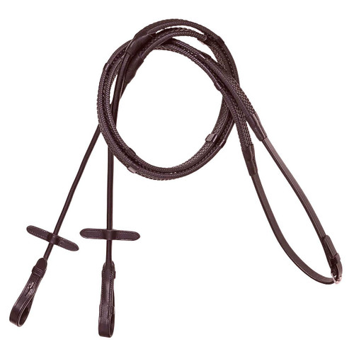 Lumiere Rubber Rolled Reins + Stops BROWN