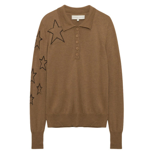 Hannah Childs Starla Polo Sweater LATTE FRONT