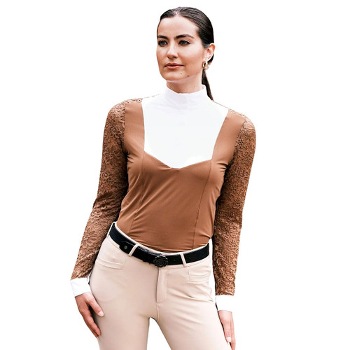 Hannah Childs Luna Lace LS Show Shirt CACAO