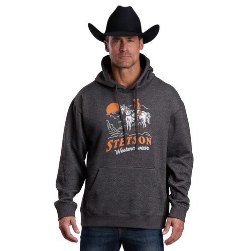 Men's Stetson Western Wear Grey Hoodie FRONT