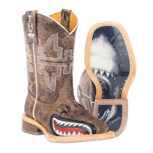 Boys Tin Haul Sharky Cowboy Boots with Man Eater Sole