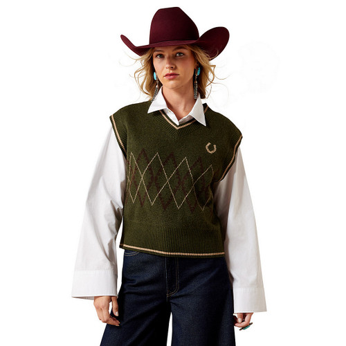 Ariat Wichita Sweater Vest Ivy Green FRONT