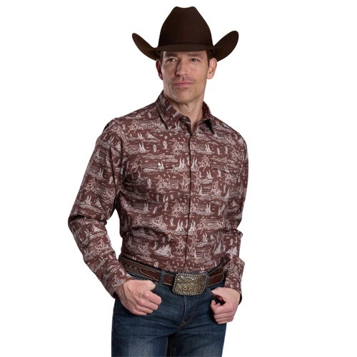 Men's Roper Bull Rider Print LS Shirt FRONT