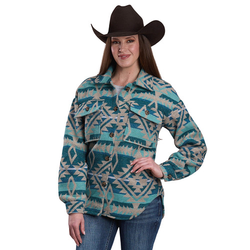 Roper Blue Aztec Shirt Jacket FRONT