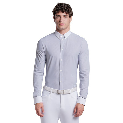 Men's Cavalleria Toscana Poplin Stripe LS Show Shirt FRONT