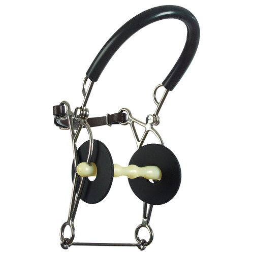 Happy Mouth Shaped Mullen Hackamore Combo
with stabilizing bit hobble