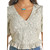 Rock & Roll Denim Floral Smocked Peplum Top FRONT DETAIL