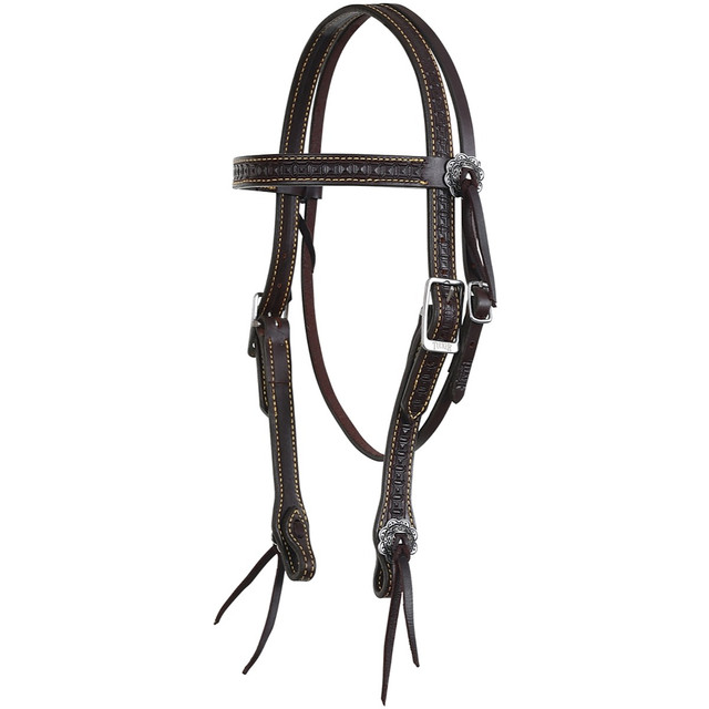 3/4 Slip Ear Headstall - Antique Silver Dotted Buckle