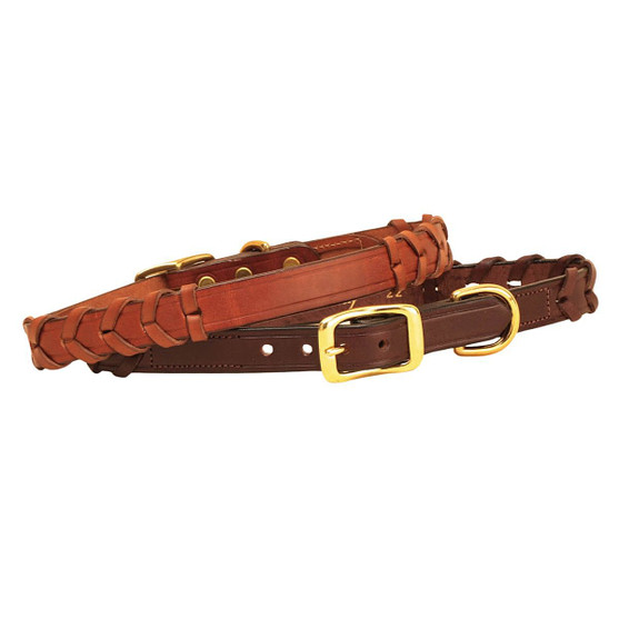 Tory Leather Laced Rein Leather Dog Collar HAVANA OAKBARK