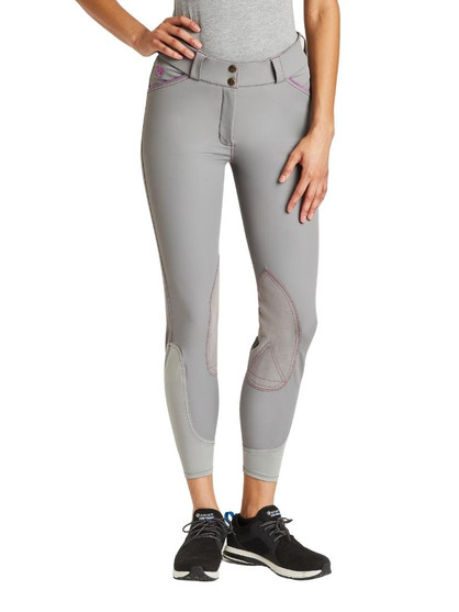 Piper Evolution Knee Patch Breeches Storm Grey/Orchid front