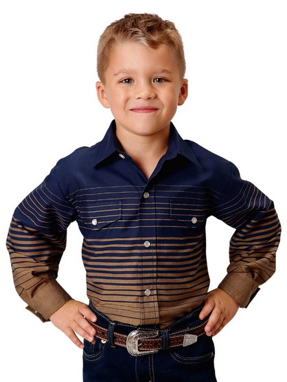 Roper Boys Border Stripe Shirt Long Sleeve front