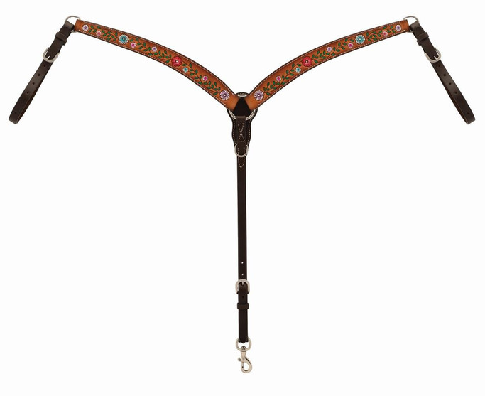 Turquoise Cross Floral Vine Contoured Breast Collar