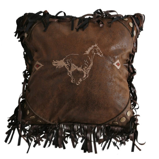Embroidered Horse Western Pillow